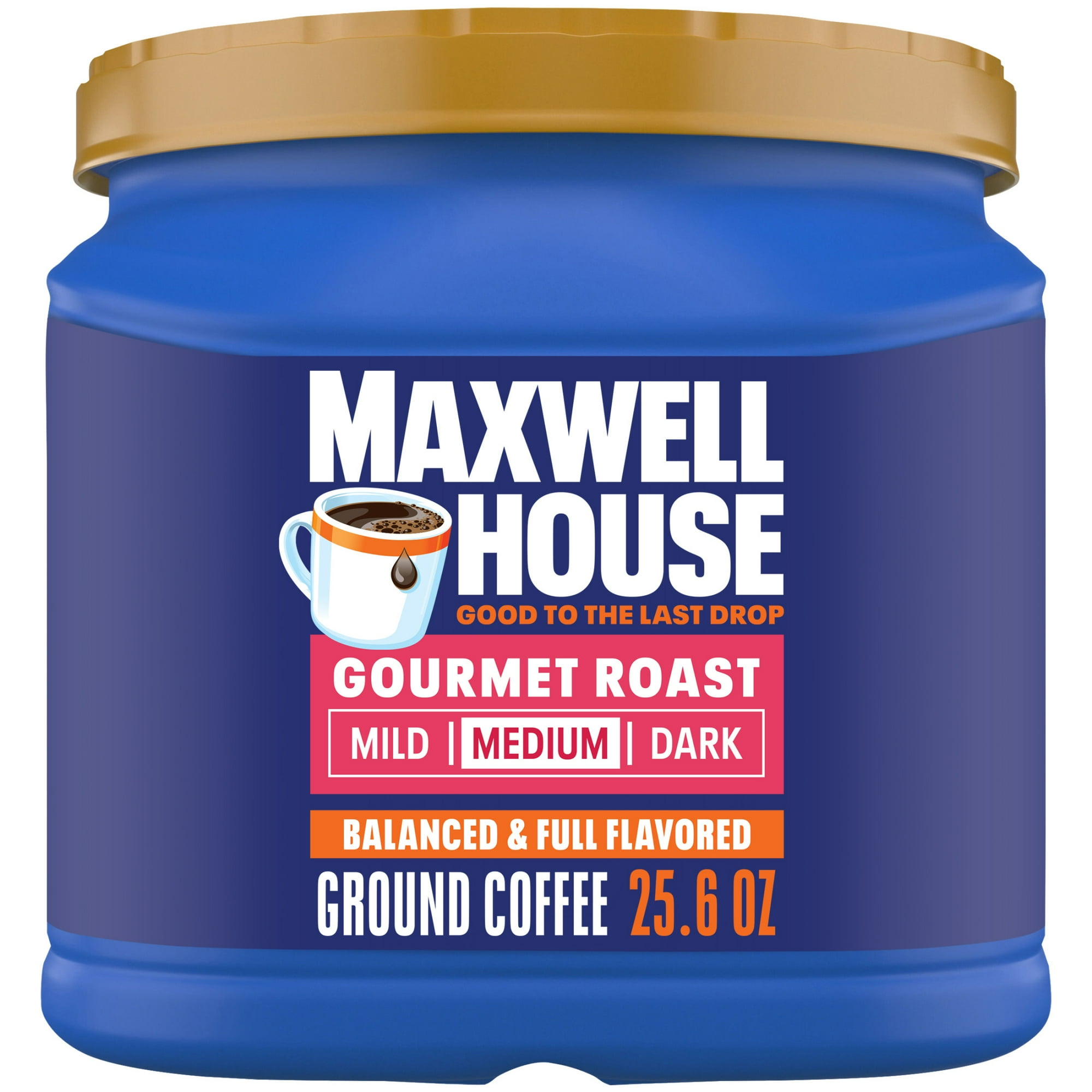 Maxwell House Gourmet Roast Medium Roast Ground Coffee, 25.6 oz Canister - Maxwell House Gourmet Roast Medium Roast Ground Coffee, 25.6 oz Canister