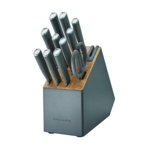 KitchenAid Classic 12 - KitchenAid Classic 12-Piece Japanese Steel Knife Block Set with Built-in Knife Sharpener, Charcoal Gray