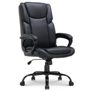 Mainstays Executive Ergonomic High Back Leather Home Office Desk Chair, Black - Mainstays Executive Ergonomic High Back Leather Home Office Desk Chair, Black