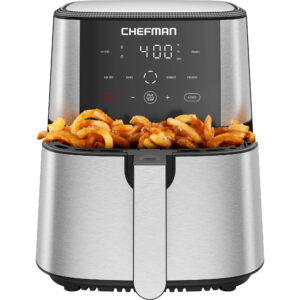 Chefman 6 Qt. Air Fryer 4 Functions w/ Touch Controls, HI - Chefman 6 Qt. Air Fryer 4 Functions w/ Touch Controls, HI-FRY Button, Stainless Steel