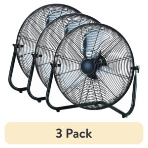 (3 pack) Mainstays 20" 3 - (3 pack) Mainstays 20" 3-Speed High Velocity Tiltable Black Steel Floor Fan