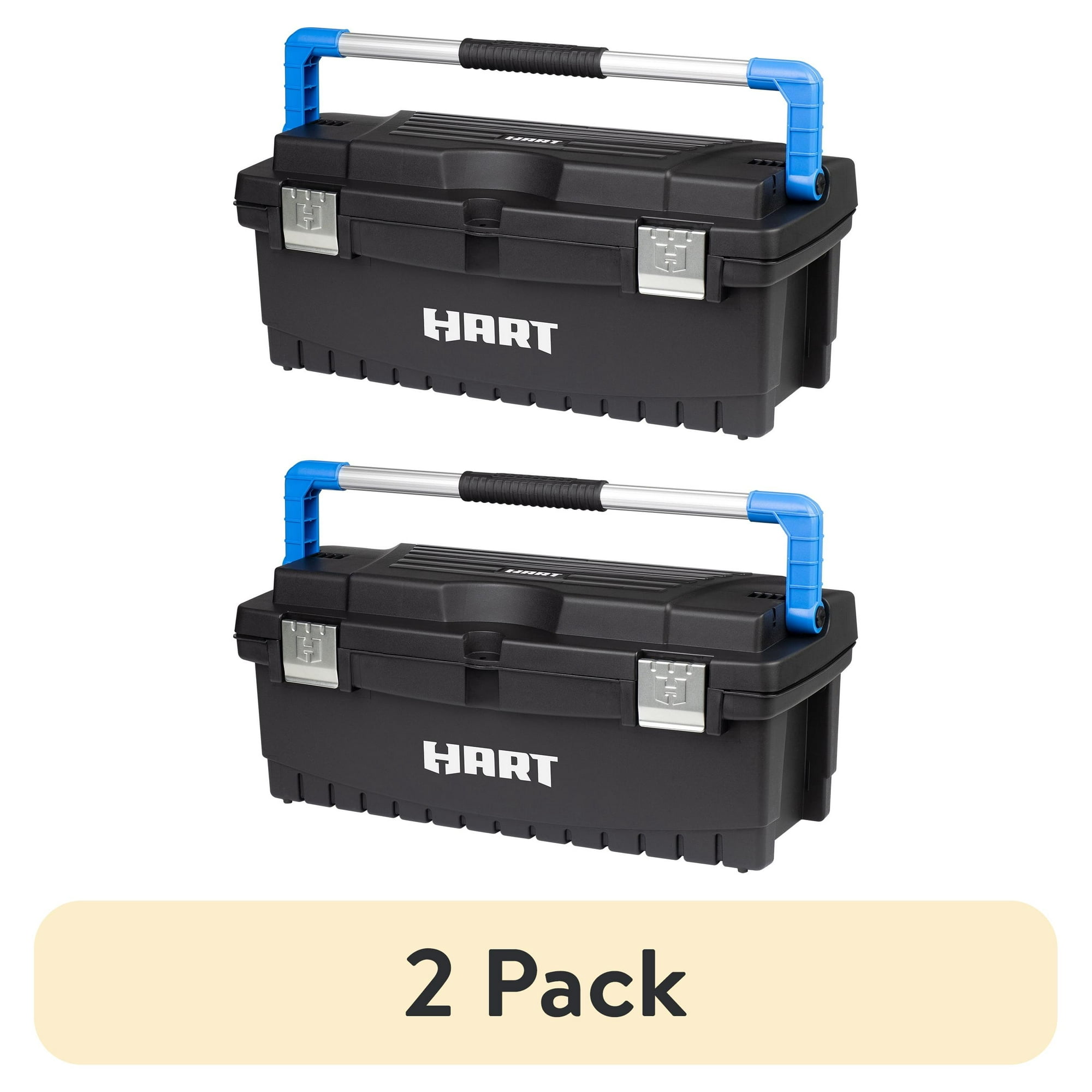 (2 pack) HART 26" Toolbox, Resin Tool Storage and Organization, Black with Blue Accents - (2 pack) HART 26" Toolbox, Resin Tool Storage and Organization, Black with Blue Accents