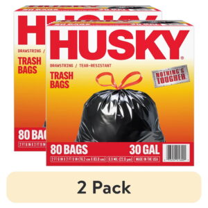 (2 pack) Husky 30 Gallon Large Drawstring Trash Bags, 80 Bags - (2 pack) Husky 30 Gallon Large Drawstring Trash Bags, 80 Bags