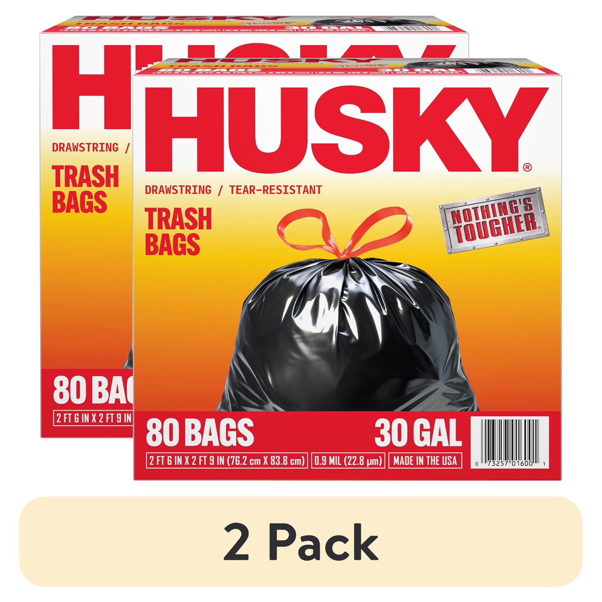 (2 pack) Husky 30 Gallon Large Drawstring Trash Bags, 80 Bags - (2 pack) Husky 30 Gallon Large Drawstring Trash Bags, 80 Bags