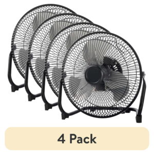 (4 pack) Mainstays 9" 3 - (4 pack) Mainstays 9" 3-Speed High Velocity Metal Fan with 360-Degree Tilt and Wall Mount