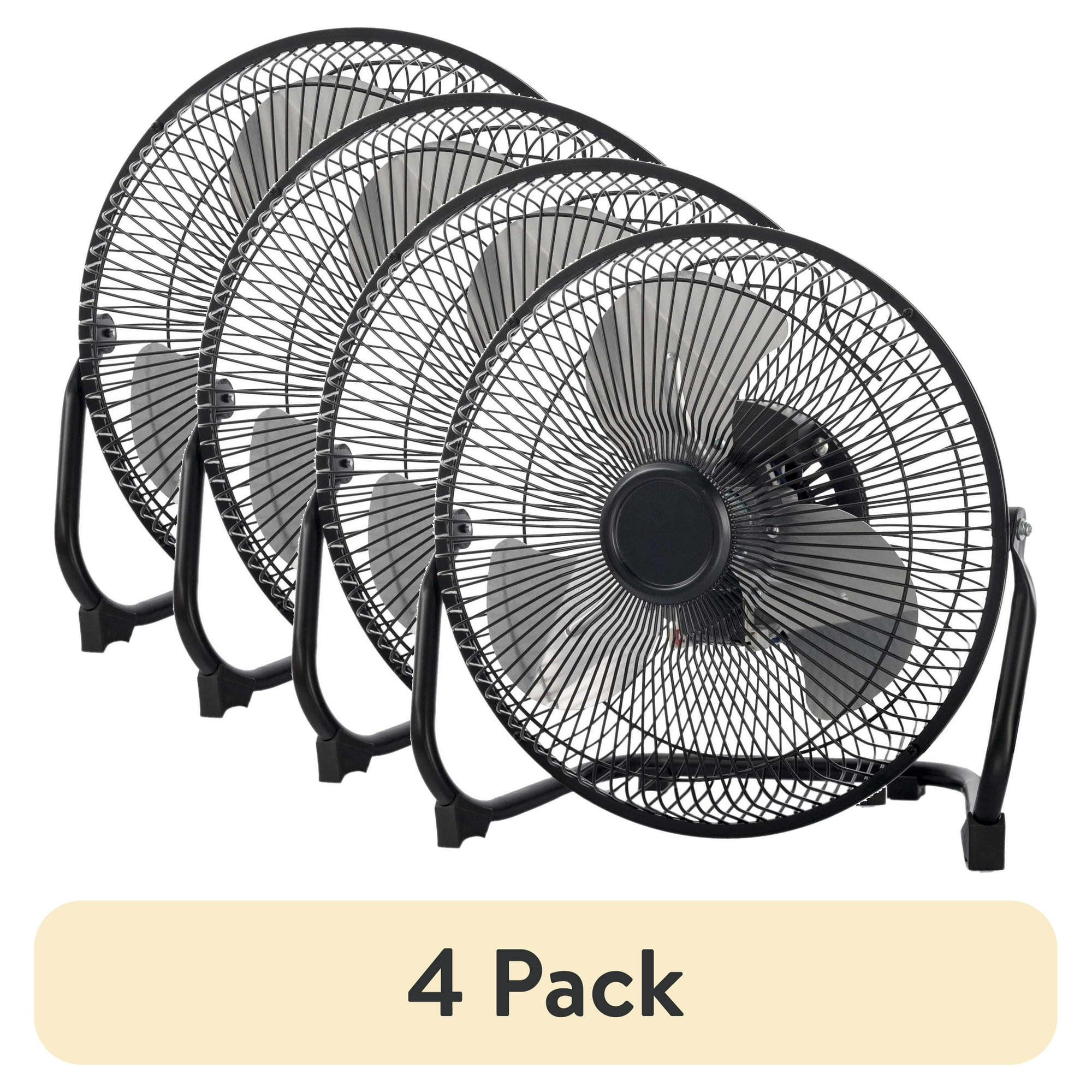 (4 pack) Mainstays 9" 3 - (4 pack) Mainstays 9" 3-Speed High Velocity Metal Fan with 360-Degree Tilt and Wall Mount