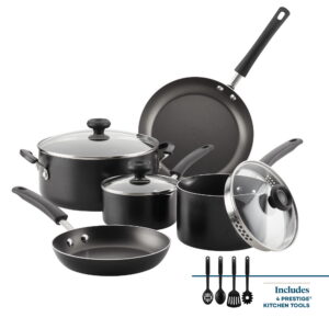(3 pack) Farberware Easy Clean 12 Pcs Nonstick Cookware Set with Cooking Tools, Dishwasher Safe, Black - (3 pack) Farberware Easy Clean 12 Pcs Nonstick Cookware Set with Cooking Tools, Dishwasher Safe
