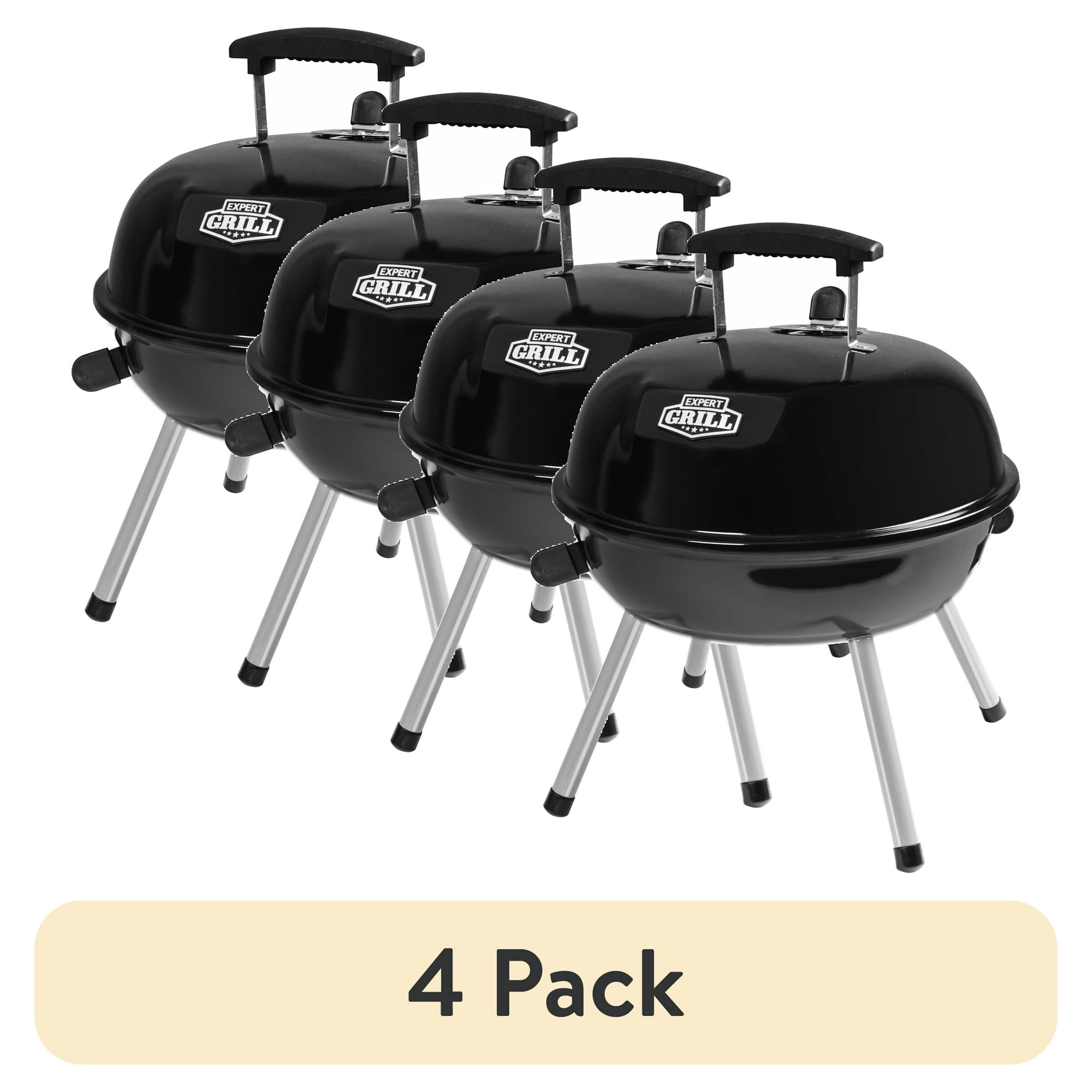(4 pack) Expert Grill 14.5 inch Portable Charcoal Grill, Black - (4 pack) Expert Grill 14.5 inch Portable Charcoal Grill, Black