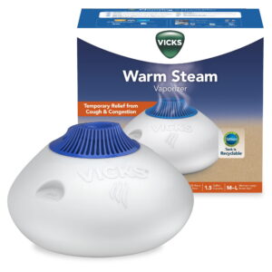 Vicks Warm Steam Vaporizer Humidifier with Night Light, 1.5 gal, 600 Sq. ft, White, V150SGNLUPCV2 - Vicks Warm Steam Vaporizer Humidifier with Night Light, 1.5 gal, 600 Sq. ft, White, V150SGNLUPCV2