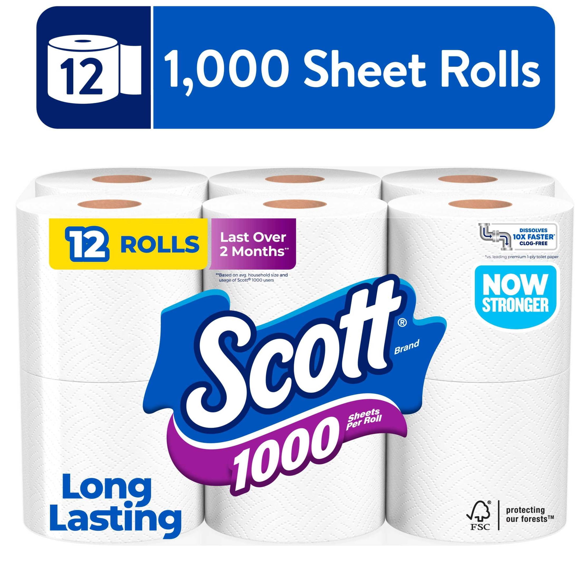 Scott 1000 Toilet Paper, 12 Rolls, 1,000 Sheets per Roll - Scott 1000 Toilet Paper, 12 Rolls, 1,000 Sheets per Roll