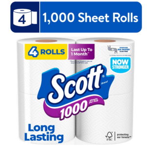 Scott 1000 Toilet Paper, 4 Rolls, 1,000 Sheets per Roll - Scott 1000 Toilet Paper, 4 Rolls, 1,000 Sheets per Roll