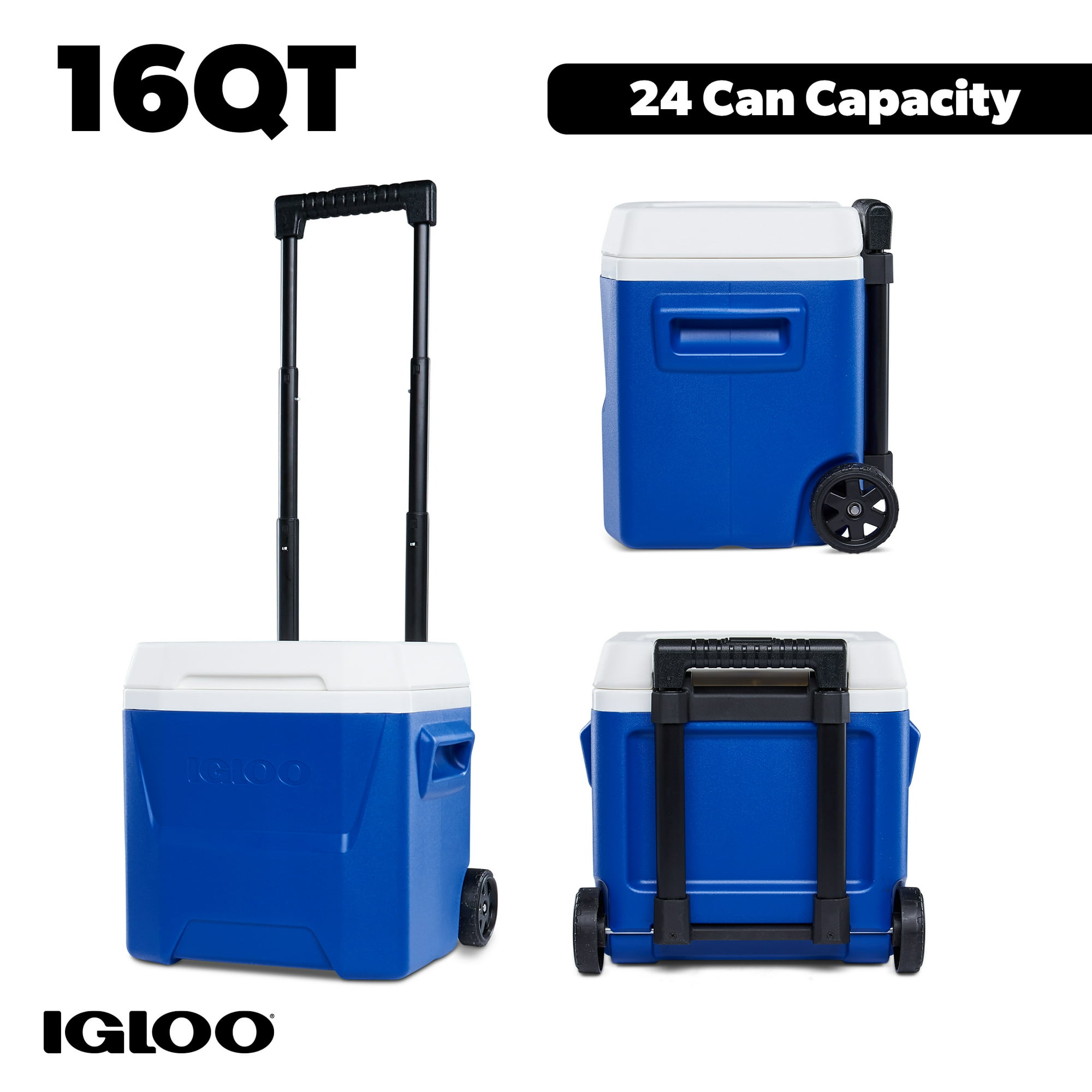 Igloo 16 QT Laguna Hard Side Ice Chest Cooler with Wheels, Blue - Igloo 16 QT Laguna Hard Side Ice Chest Cooler with Wheels, Blue