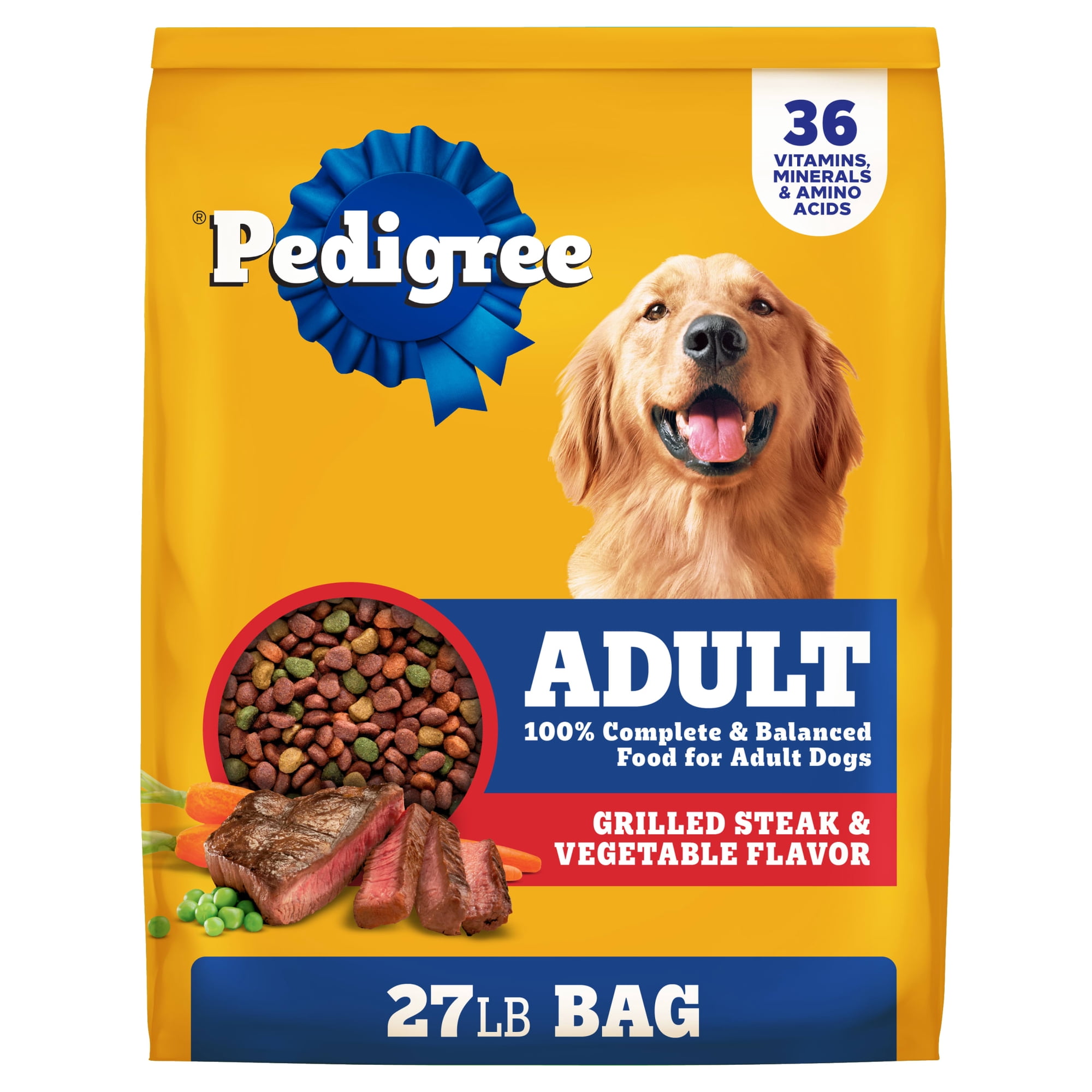 Pedigree Complete Nutrition Adult Dry Dog Food, Grilled Steak & Vegetable Flavor, 27 lb. Bag - Pedigree Complete Nutrition Adult Dry Dog Food, Grilled Steak & Vegetable Flavor, 27 lb. Bag