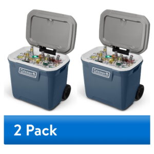 (2 pack) Coleman 316 Series 60QT Hard Chest Wheeled Cooler, Lakeside Blue - (2 pack) Coleman 316 Series 60QT Hard Chest Wheeled Cooler, Lakeside Blue