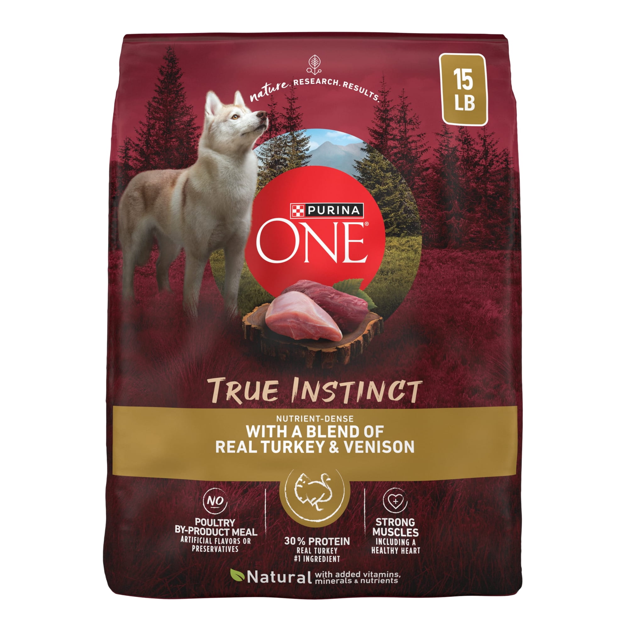 Purina One True Instinct Dry Dog Food for Adult Dogs, High Protein Real Turkey & Venison, 15 lb Bag - Purina One True Instinct Dry Dog Food for Adult Dogs, High Protein Real Turkey & Venison, 15 lb Ba