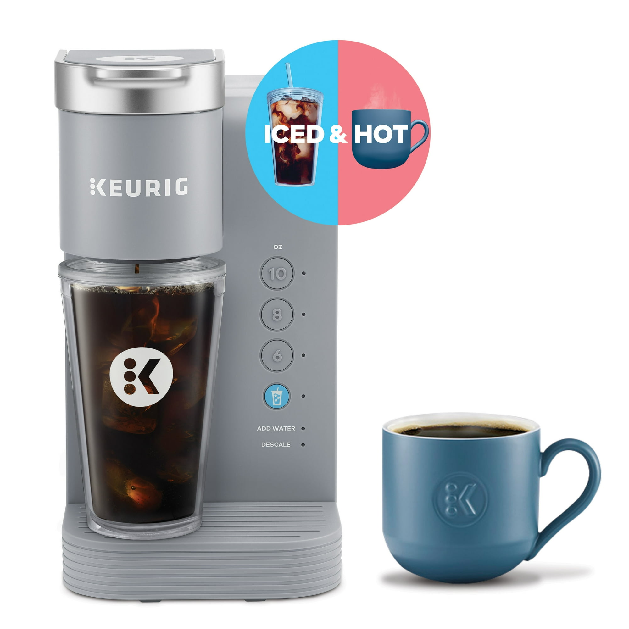 Keurig K - Keurig K-Express Essentials Plus, Iced and Hot Single-Serve K-Cup Pod Coffee Maker, Gray