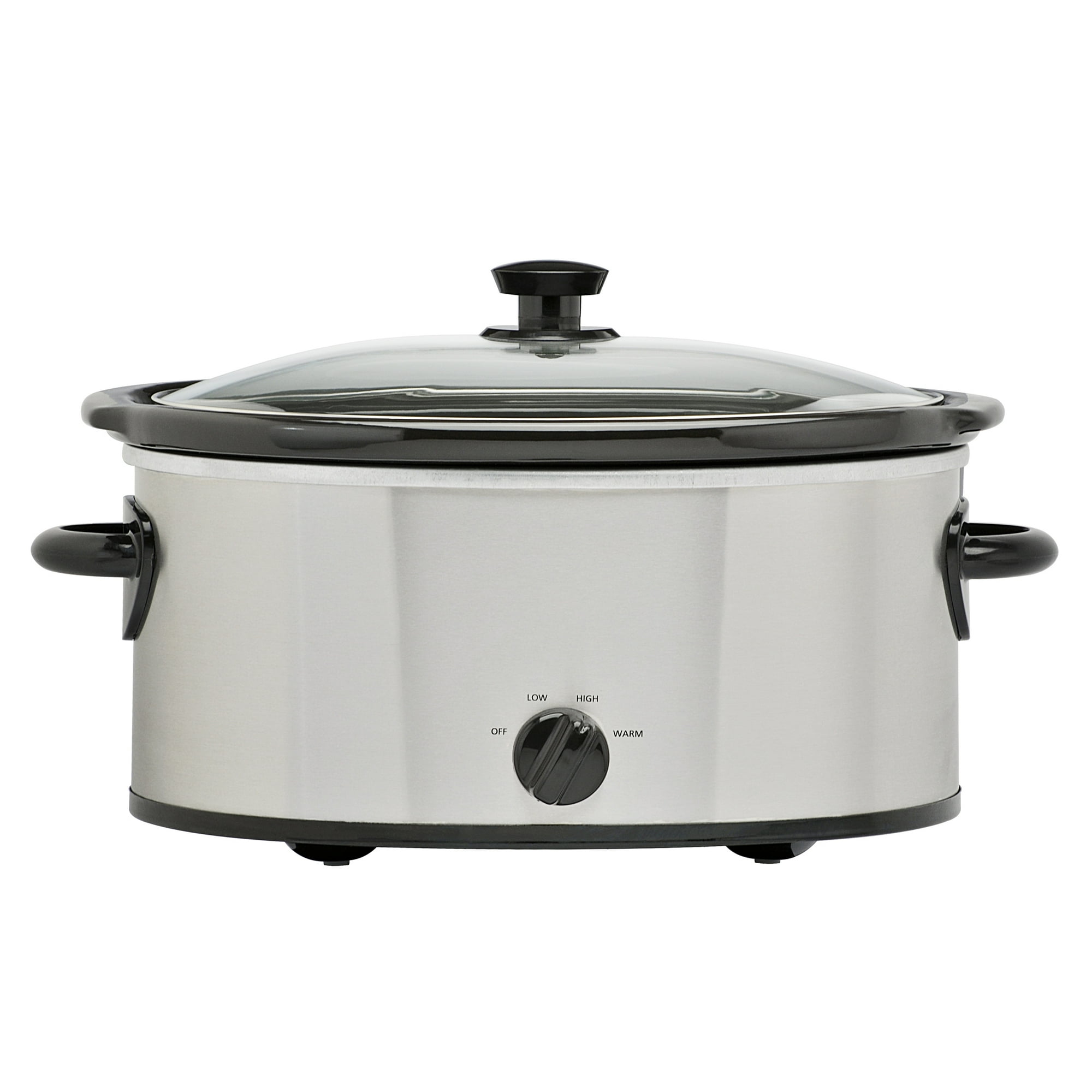 Mainstays 6 Quart Oval Slow Cooker, with Stainless Steel Finish and Glass Lid - Mainstays 6 Quart Oval Slow Cooker, with Stainless Steel Finish and Glass Lid