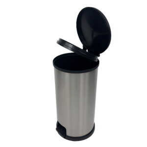 Mainstays Kitchen Trash Can, 7.9 Gallon Plastic Step Garbage Bin with Lid, Silver - Mainstays Kitchen Trash Can, 7.9 Gallon Plastic Step Garbage Bin with Lid, Silver