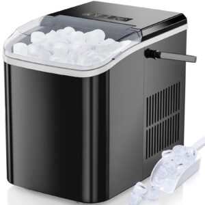 EDX Countertop Ice Maker, Self - EDX Countertop Ice Maker, Self-Cleaning Portable Ice Maker Machine with Handle and Ice Scoop 9Pcs/6Min 26.5Lbs/24H Black