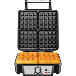 Chefman 4 Slice Belgian Waffle Maker w/ Adjustable Temperature, Stainless Steel - Chefman 4 Slice Belgian Waffle Maker w/ Adjustable Temperature, Stainless Steel