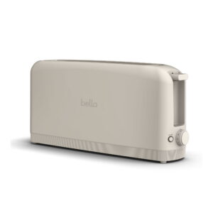 bella 2 - bella 2-Slice Slim Toaster with Extra Long Slot, 6 Setting Shade Control with Reheat & Cancel Buttons, Oatmilk