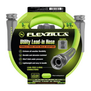 Flexzilla® Garden Hose, Hybrid Polymer, Female Female with Male Adapter, 5/8" x 5', 150 PSI, ZillaGreen™ - Flexzilla® Garden Hose, Hybrid Polymer, Female Female with Male Adapter, 5/8" x 5', 150 PSI,