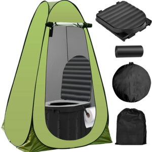 Portale Foldable Camping Toilet Set with Privacy Tent, Ergonomic Potty Provides Enhanced Comfort, Suitable for All Ages, Black - Portale Foldable Camping Toilet Set with Privacy Tent, Ergonomic Potty