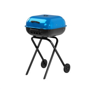 Americana Walk - Americana Walk-A-Bout, Original Square Charcoal Grill-100% Pre-Assembled Portable Steel, Blue