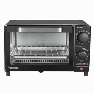 Mainstays 4 Slice Countertop Toaster Oven with 3 Settings, Includes Baking Rack and Pan, Black, New - Mainstays 4 Slice Countertop Toaster Oven with 3 Settings, Includes Baking Rack and Pan, Black, Ne