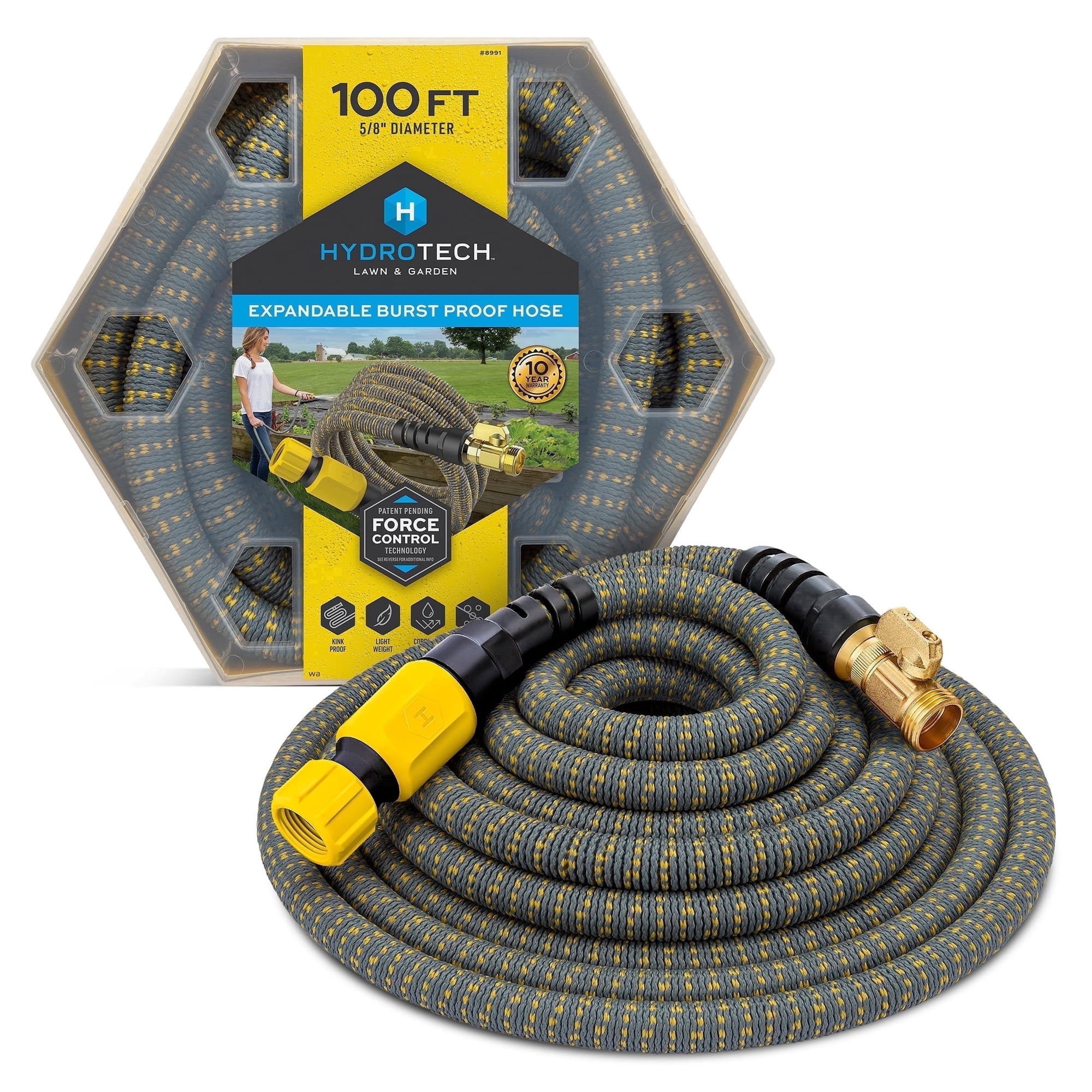 HydroTech Burst Proof Expandable Garden Hose - HydroTech Burst Proof Expandable Garden Hose - Water Hose, 5/8 in Dia. x 100 ft.